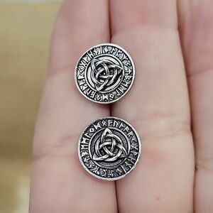 VIKING RUNE MEDALLION STUD EARRINGS